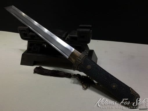 Straight Tanto blade T10 Folded Clay Tempered Steel with Kiriha Zukuri Kissaki - Image 19