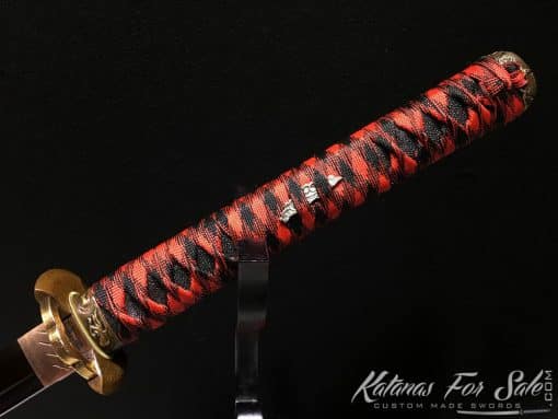 Hand Crafted Katana 1095 Folded Steel with Red Acid Dye - Image 15