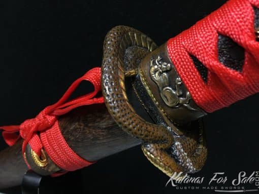 Wakizashi Sword 1095 Folded Carbon Steel with Red Acid Dye - Image 16