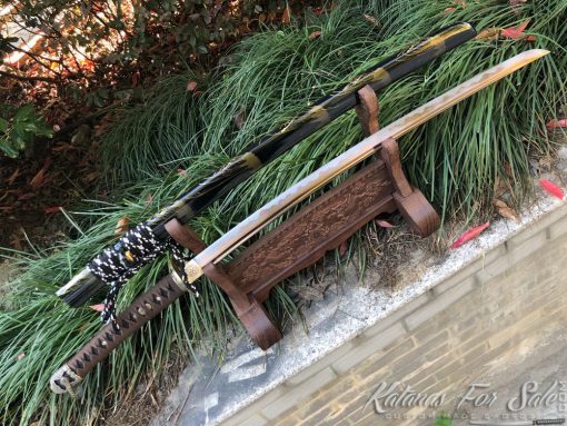 Handmade Katana 1060 Carbon Steel with Gold Acid Dye - Image 8