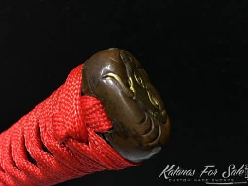 Wakizashi Sword 1095 Folded Carbon Steel with Red Acid Dye - Image 14