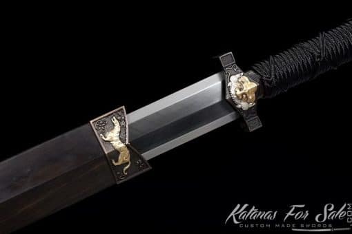 Limited Edition Chinese Jian Sword T10 Folded Steel with Special Feather Pattern