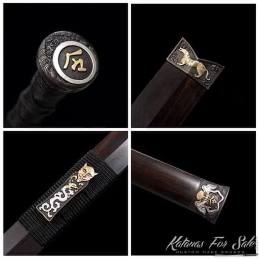Limited Edition Chinese Jian Sword T10 Folded Steel with Special Feather Pattern - Image 15