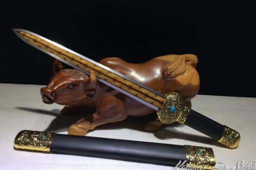 Short Jian 1060 Carbon steel with Ebony Wood Scabbard