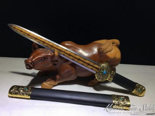 Short Jian 1060 Carbon steel with Ebony Wood Scabbard