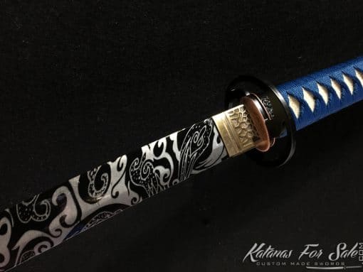 Katana Sword 1060 Carbon Steel with Black Acid Pattern - Image 4