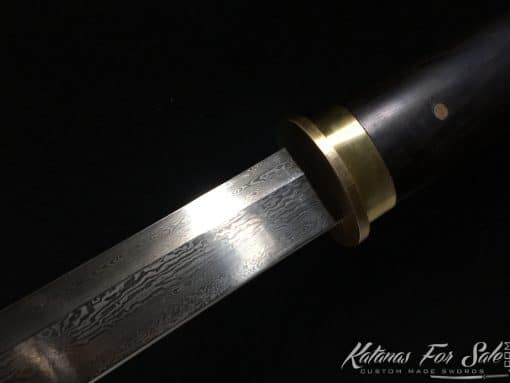 Ninjato 1095 Folded Carbon Steel with Ebony Wood Saya - Image 2