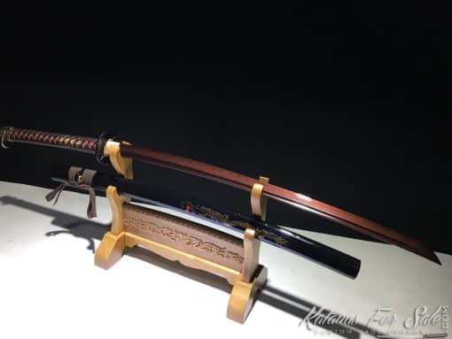 Katana & Wakizashi Sword Set T10 Folded Clay Tempered Steel with Hadori Polish & Red Acid Dye - Image 6