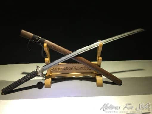 Katana Sword T10 Folded Clay Tempered Steel with Feather Hadori Polish - Image 2