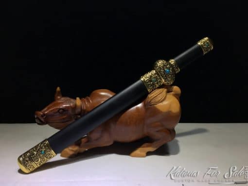 Short Jian 1060 Carbon steel with Ebony Wood Scabbard - Image 2