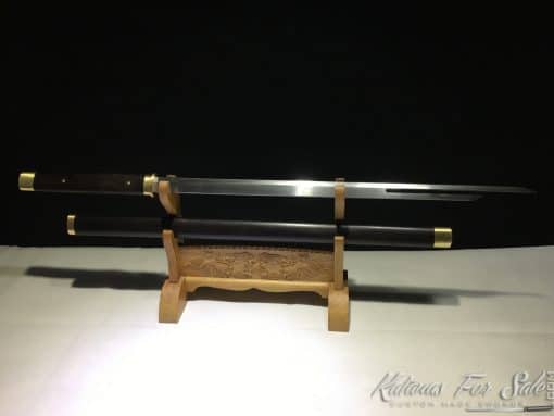Ninjato 1095 Folded Carbon Steel with Ebony Wood Saya - Image 3