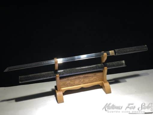 Straight Blade Shirasaya Ninjato T10 Clay Tempered Steel with Kiriha Zukuri Kissaki - Image 7