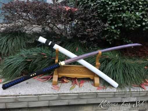 Nagamaki Sword 1095 Folded Steel with Purple Acid Dye - Image 3