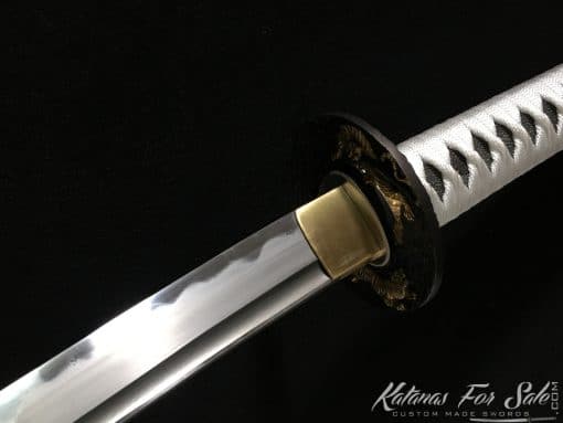 Damascus Katana Blade T10 Folded Clay Tempered Steel with Feather Hadori Polish and Kiriha Zukuri Kissaki - Image 4