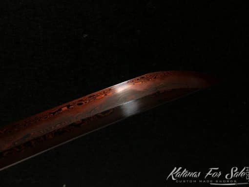Samurai Katana T10 Folded Clay Tempered Steel with Hadori Polish & Red Acid Dye - Image 5