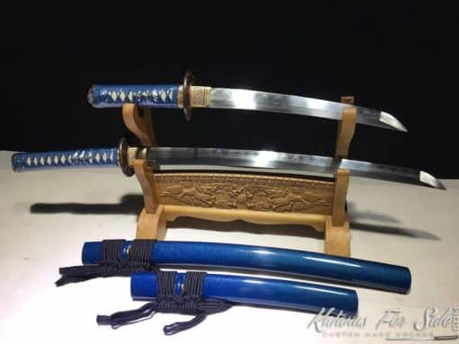 Wakizashi and Tanto Sword set T10 Folded Clay Tempered Steel - Image 5