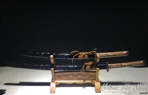 Katana & Wakizashi Sword Set T10 Folded Clay Tempered Steel with Hadori Polish and O'Kissaki - Image 4