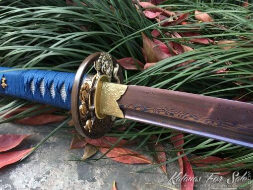 Katana Sword 1095 Folded Steel with Purple Acid Dye - Image 4