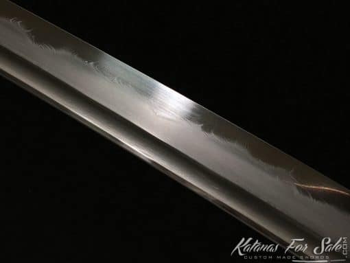 Damascus Katana Blade T10 Folded Clay Tempered Steel with Feather Hadori Polish and Kiriha Zukuri Kissaki - Image 2
