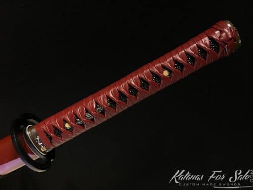 Ronin Katana T10 Clay Tempered Steel with Black and Red Acid Dye - Image 2