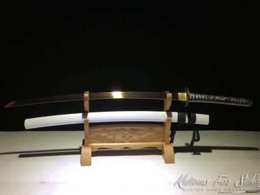 Japanese Samurai Katana 9260 Spring Steel with Gold Acid Dye - Image 6