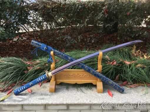 Katana Sword 1095 Folded Steel with Purple Acid Dye - Image 5