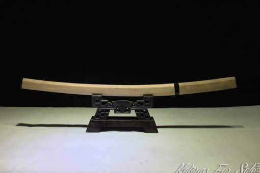 Hexagon Maple Wood Shirasaya Wakizashi T10 Folded Clay Tempered Steel with Hadori Polish
