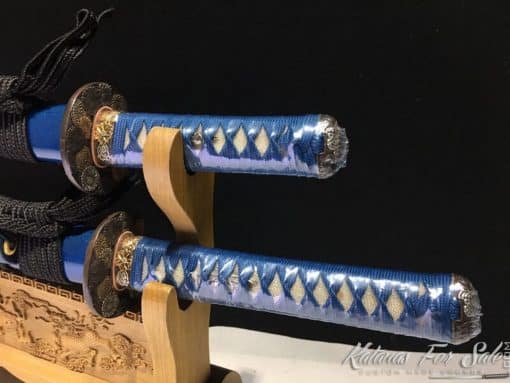 Wakizashi and Tanto Sword set T10 Folded Clay Tempered Steel - Image 8