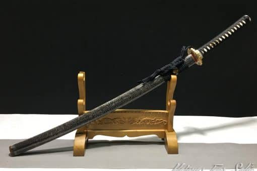 Japanese Custom Samurai Katana Blade with Full Authentic Black Ray Skin Saya with Buffalo Horn