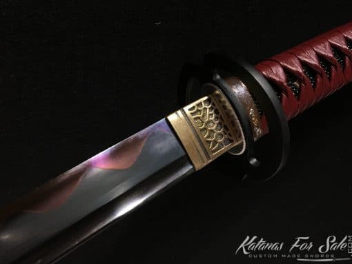 Ronin Katana T10 Clay Tempered Steel with Black and Red Acid Dye - Image 3