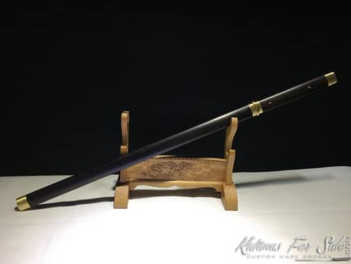 Ninjato 1095 Folded Carbon Steel with Ebony Wood Saya - Image 4