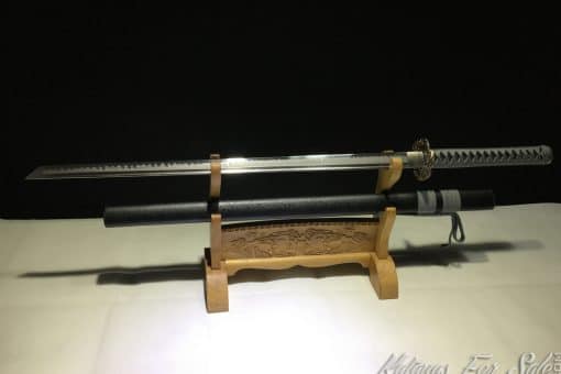 Straight Blade Ninjato Sword T10 Clay Tempered Steel with Hadori Polish & Kiriha Zukuri Kissaki