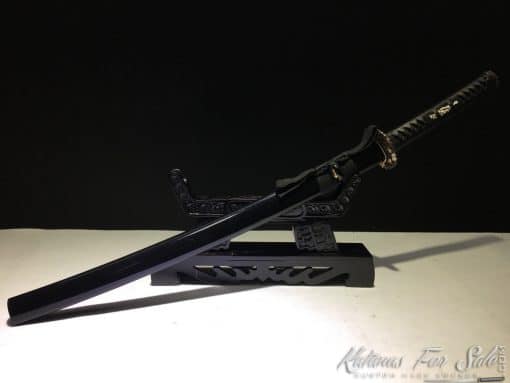 Hand Made Wakizashi Sword T10 Folded Clay Tempered Steel with Hadori Polish & Purple Acid Dye - Image 6