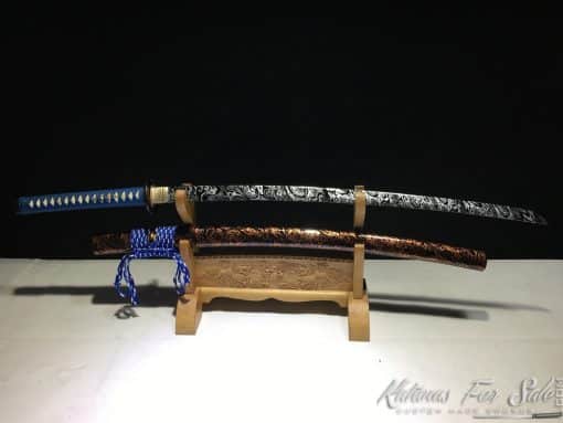 Katana Sword 1060 Carbon Steel with Black Acid Pattern - Image 6