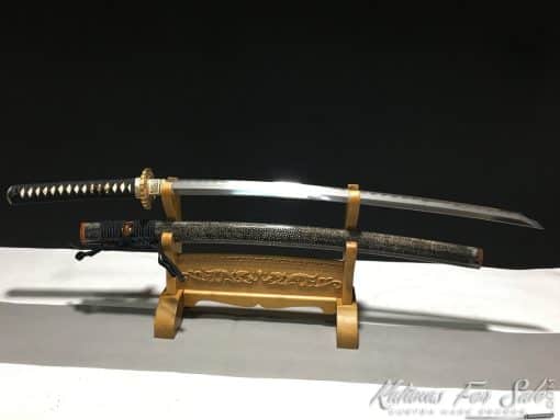 Real Katana T10 Folded Clay Tempered Steel with Feather Hadori Polish - Image 6