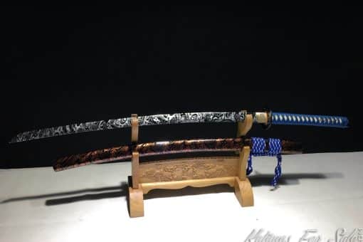 Katana Sword 1060 Carbon Steel with Black Acid Pattern