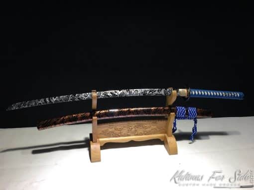Katana Sword 1060 Carbon Steel with Black Acid Pattern