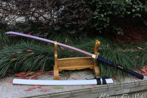 Nagamaki Sword 1095 Folded Steel with Purple Acid Dye