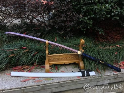 Nagamaki Sword 1095 Folded Steel with Purple Acid Dye