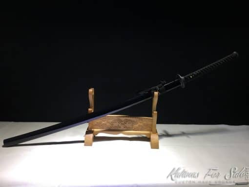 Japanese Nodachi 9260 Folded Spring Steel with Sparkle Black Hardwood Saya - Image 4