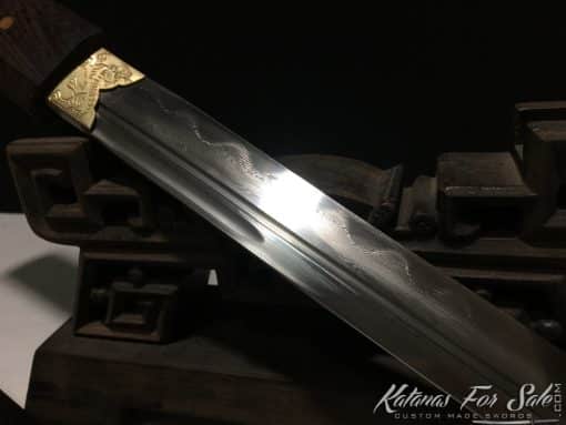 Shirasaya Tanto T10 Folded Clay Tempered Steel with Kiriha Zukuri Kissaki - Image 4