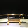 Fully Functional Katana T10 Clay Tempered Steel with Gold Acid Dye Straight Hamon and Kiriha Zukuri Kissaki