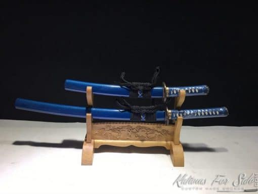 Wakizashi and Tanto Sword set T10 Folded Clay Tempered Steel - Image 2