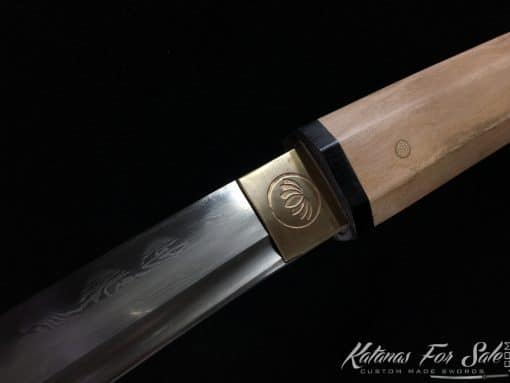 Hexagon Maple Wood Shirasaya Wakizashi T10 Folded Clay Tempered Steel with Hadori Polish - Image 2