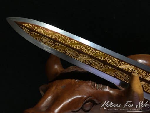 Short Jian 1060 Carbon steel with Ebony Wood Scabbard - Image 5