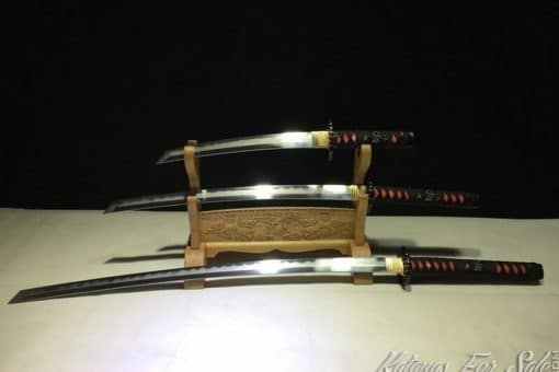 Sword Set T10 Folded Clay Tempered Steel with Hadori Polish and Kiriha Zukuri Kissaki