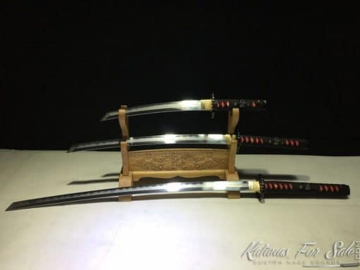 Sword Set T10 Folded Clay Tempered Steel with Hadori Polish and Kiriha Zukuri Kissaki