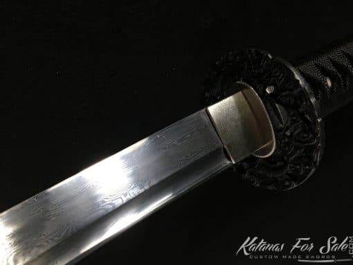 Japanese Nodachi 9260 Folded Spring Steel with Sparkle Black Hardwood Saya - Image 5