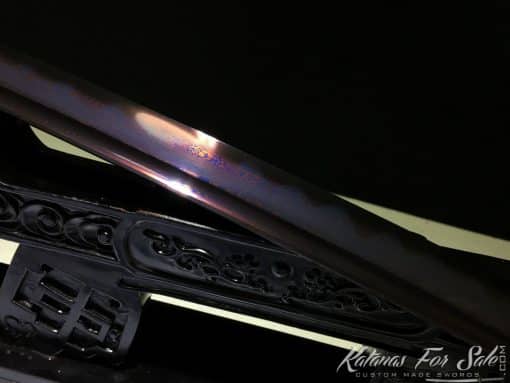 Hand Made Wakizashi Sword T10 Folded Clay Tempered Steel with Hadori Polish & Purple Acid Dye - Image 2