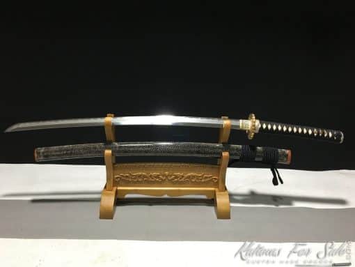 Real Katana T10 Folded Clay Tempered Steel with Feather Hadori Polish